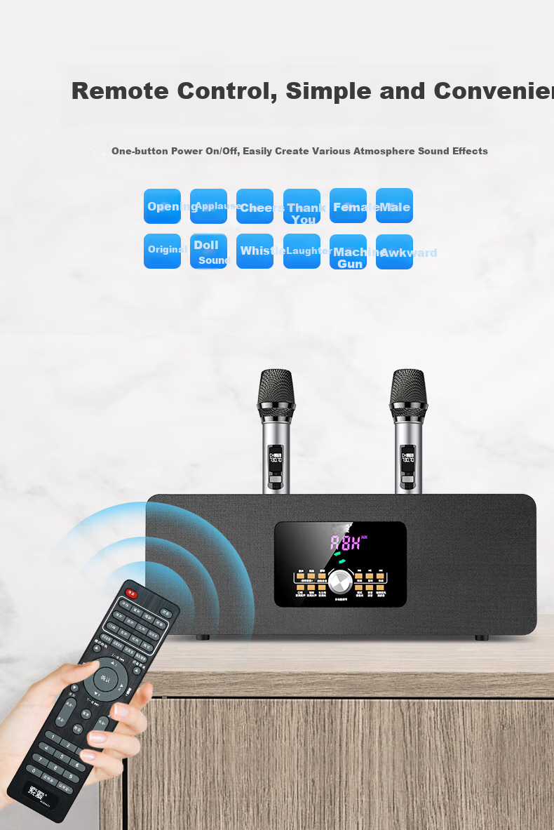 Soaiy 620X Home KTV Speaker Upgraded Version, TV Karaoke All-In Desktop Acoustic Guitar Instrument Amplifier, Home HiFi Subwoofer Microphone 10