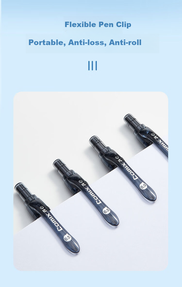 COMIX 0.5mm Bullet Tip Extra Black Retractable Gel Pen/sketch Pen/signature Pen, 12 Pens/box, K37, Black 9