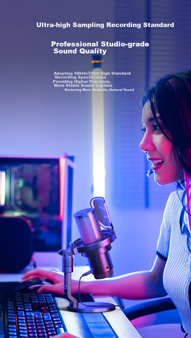 COMICA Enjoying Listening UniPro (D) Professional Studio-Grade Wireless RGB Colorful Desktop Heart-Shaped Condenser Microphone with Desktop Stand, White 2
