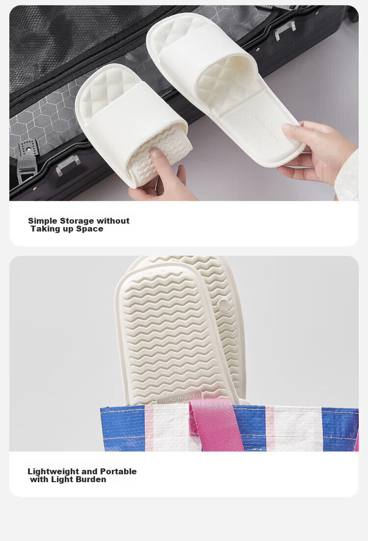 Sanli Foldable Travel Disposable Slippers, Portable for Women And Men, Beach And Business Trip Use, Hotel Washable, White, Size S 20