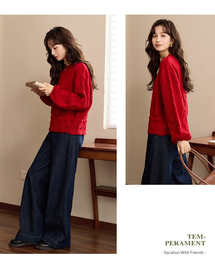Dme [Festival Atmosphere] Spring And Autumn Three-Dimensional Cable Knit Sweater, Sweet And Youthful Women's Knitted Top 7
