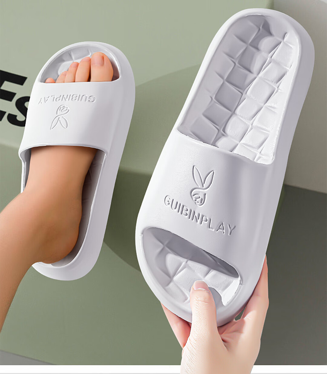 IQGD Slippers for Men And Women, Home Couple Style, Indoor And Outdoor Shower Sandals 002 Black 42-43 10