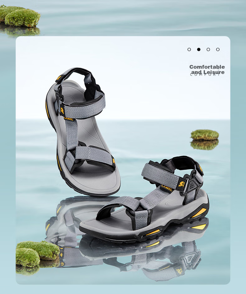 CAMEL Outdoor Beach Sandals with Flat Soles for Men A822162412 Gray Size 42 9