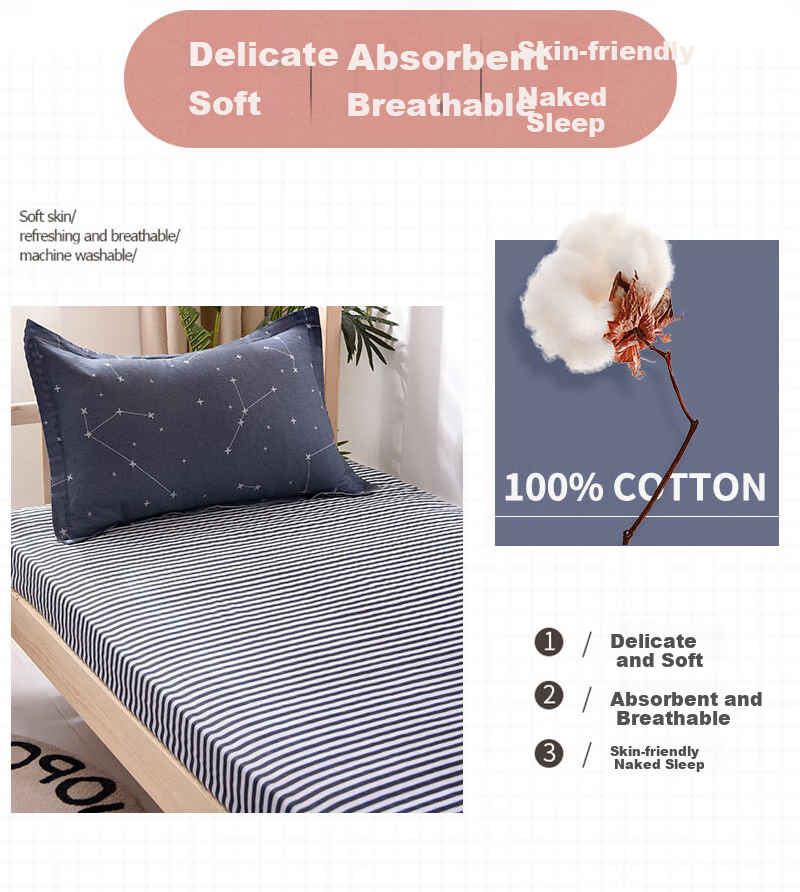 Yunjin Pure Cotton Dormitory Three-Piece Bedding Set for College Students, Single Bed Sheet And Duvet Cover for 0.9/1.2 Meter Beds, Star Patter 5