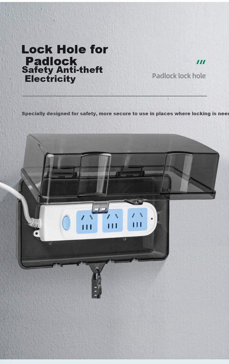 FDD Power Strip Cover, Outdoor Power Socket Splash-Proof Box, Waterproof Cover for Large Power Strip, Waterproof Box for Power Strips [Transparent] 6