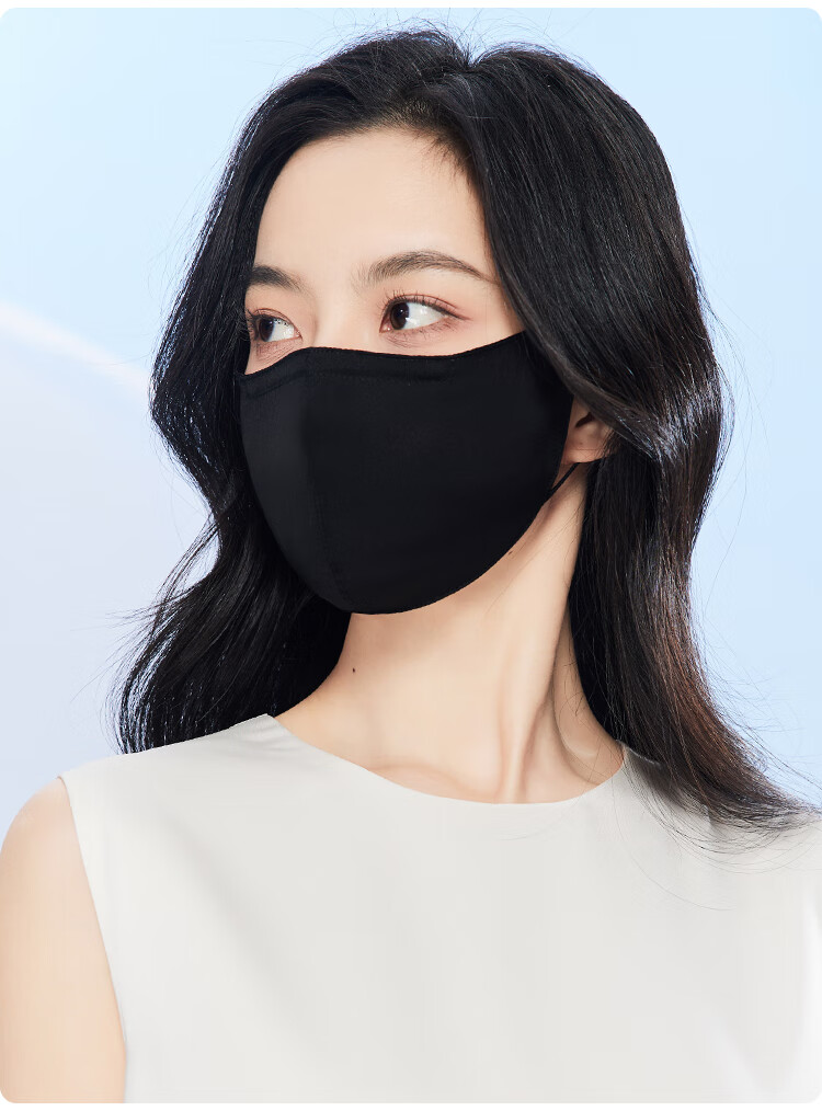 JIUMU Women's Silk Sun Protection Mask Summer UV Protection Breathable 3D Full Face Mulberry Silk Sun Shield 21