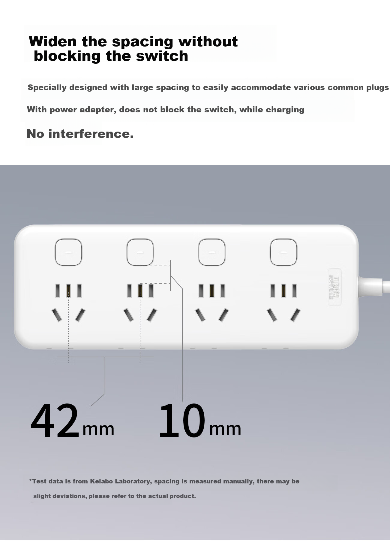Kelaibo New National Standard Safe Power Strip/Extension Cord/Power Board/Power Bar/Outlet Strip/Power Strip with Cord/Power Board for Desktop Home Use, 6 Outlets with Individual Control, 12 Outlets, 4.9 Meters, STY-1 8