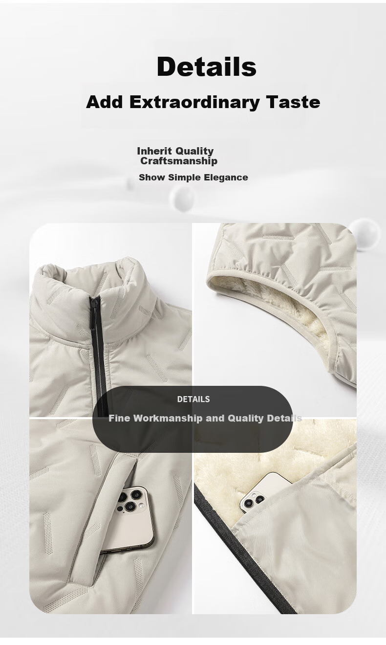 Huili Lambswool Vest, Winter Warm Waistcoat, Fleece-Lined Men's Windproof Sleeveless Cotton Jacket, Black, Size L 2
