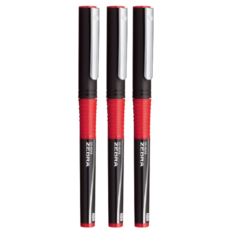 ZEBRA Silver Snake Direct Liquid Signing Pen, 0.5mm Cap-Off Gel Pen, Student Correction Pen, Office Red Pen, C-JB1, Red, Pack of 3