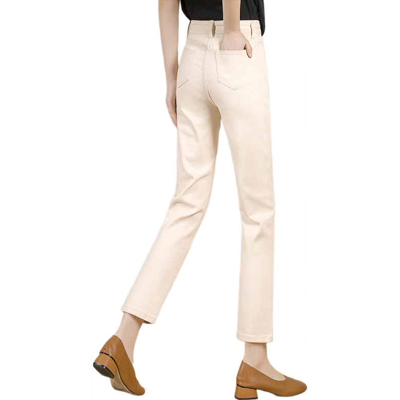 Cypress High-Waist Cropped Jeans 2026 Spring Summer New Korean Slim Straight Denim Pants for Women