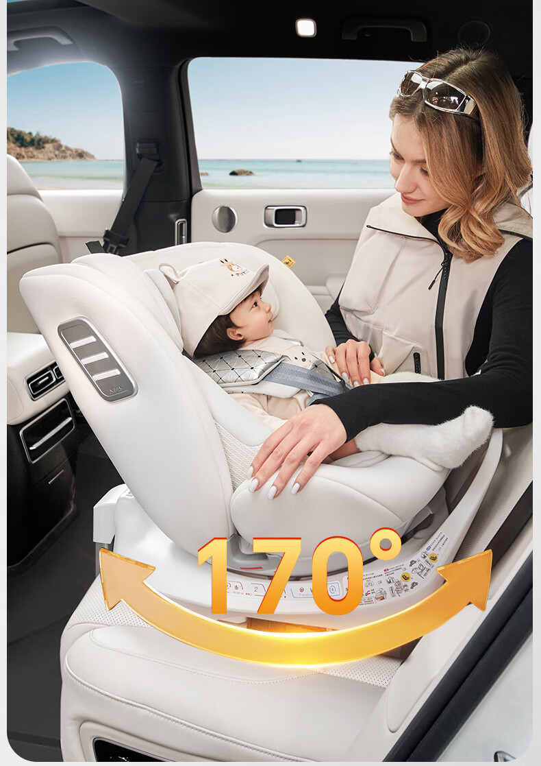 Innokids Child Safety Car Seat for Ages 0-12, Intelligent Ventilation, Heating, 360° Rotation, I-Size Certified IK18, Misty Gray 17