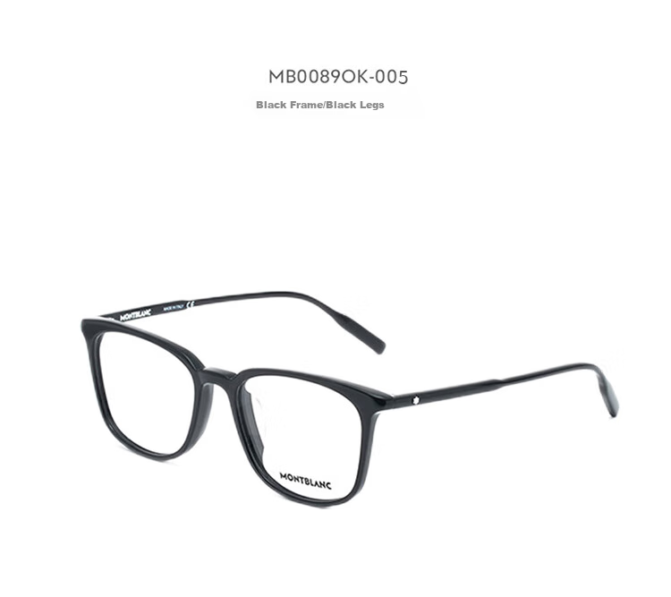 MONTBLANC Optical Glasses for Men And Women, Elegant Face-Slimming Effect, Black Square Frame, Professional Prescription Glasses, Gift MB0089OK-001 9