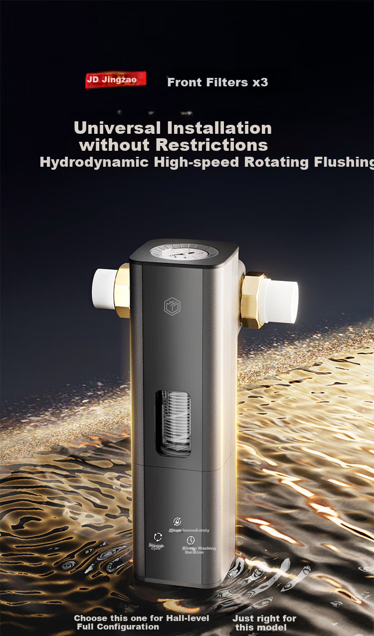 JD Original Pre-Filter M1, 40 Micron Backwash, Ultra 20T/H High Flow Water Purifier for Whole House Use, No Filter Replacement Needed, Blue Crystal Nano Lead-Free 2