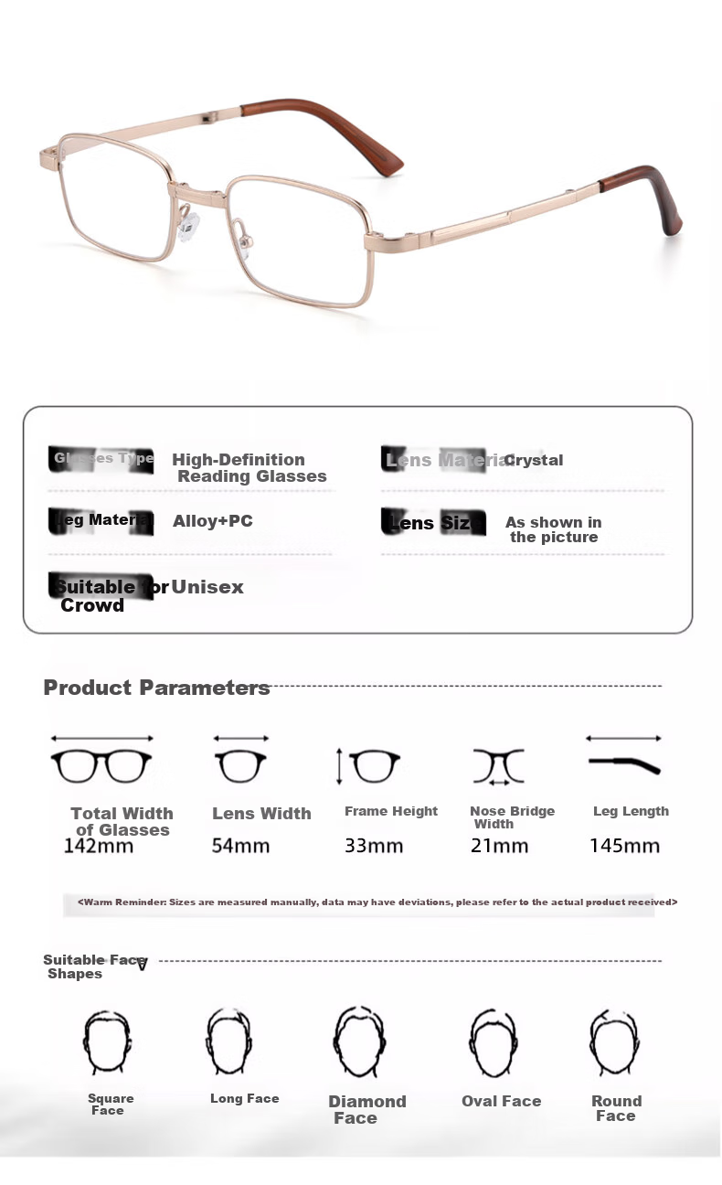 GOGOSOON Smart Zoom Foldable Portable Natural Crystal Reading Glasses for Men And Women, Middle-Aged And Elderly High-Definition Crystal Stone Glasses for Back to School 12