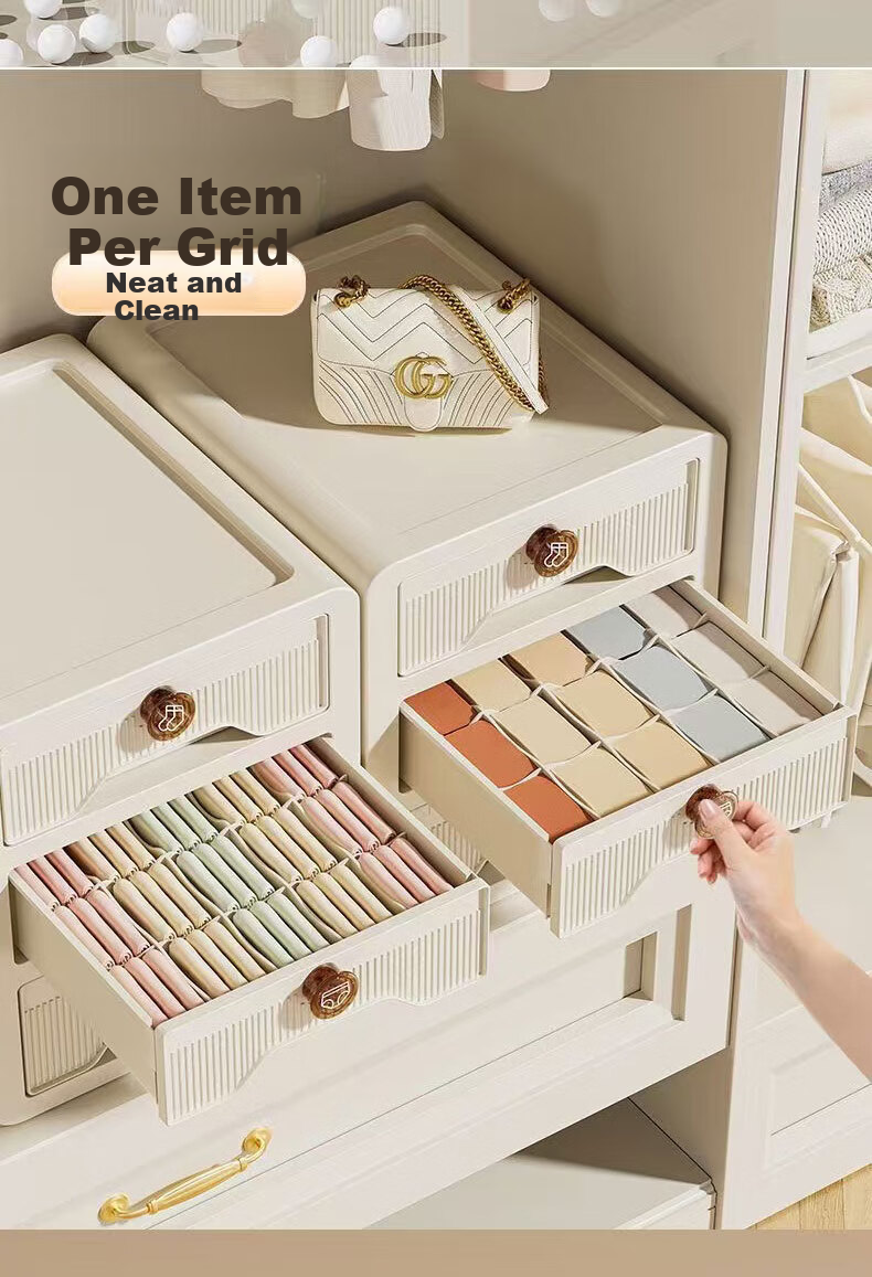 Baicaoyuan Underwear Storage Box, Home Drawer-Style Organizer for Panties, Socks, And Bras, Three-In Layered Solution, Clothing Organizer Cabinet with 3 Layers 6