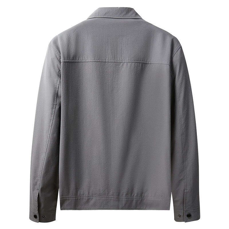 DANCING WOLVES [Easy-Care] Lightweight Jacket with Bubble Gauze Texture, Casual Versatile Men's Coat, 003 Medium Gray, 3XL(190)