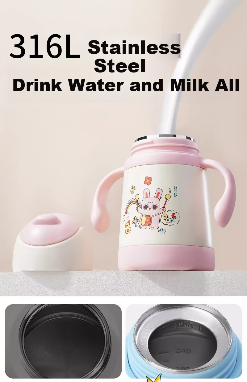 Scoornest Children's Insulated Cup with Straw, Baby Upgraded Seagull Valve, Infant Sippy Cup, Milk Bottle, Water Cup 16