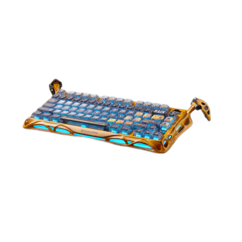 GravaStar Mechanical Gaming Keyboard, Chaojia 75-Key Layout, Wireless/wired/Bluetooth Tri-Mode, Vintage Metal Design with Feet, GS K1 PRO Battle-Damaged Yellow