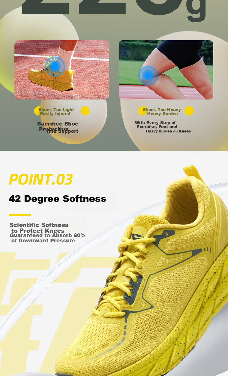 Huwaitegong R11 Shock-Absorbing Running Shoes, Breathable Jogging Shoes for Men And Women, Lightweight Sports Shoes for Aerobics And Jump Rope Exercises, Opal White, Size 41 5