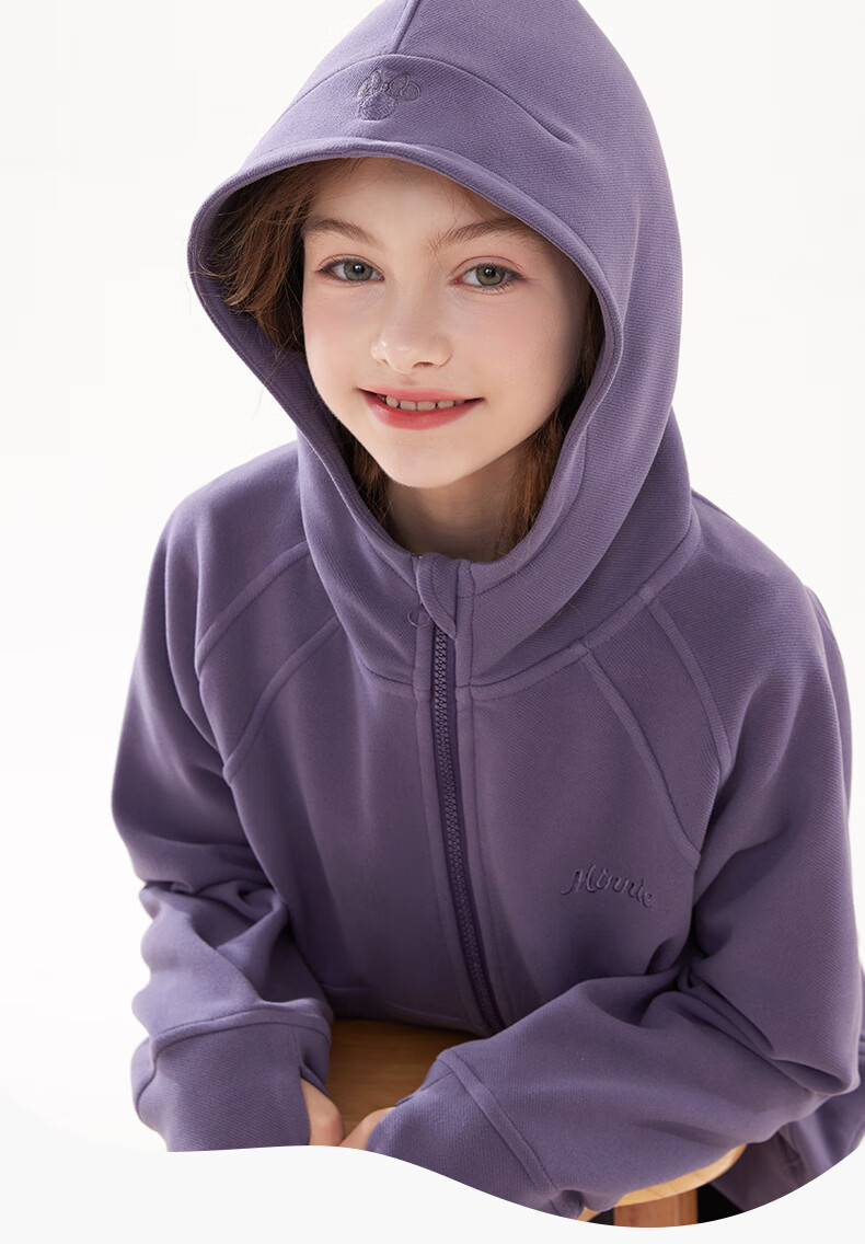 Disney Girls' Jacket, Spring And Autumn Children's Outerwear, Big Kids' Hooded Sweatshirt, Stylish Children's Clothing, 3DS067 Iris Purple, Size 140 1