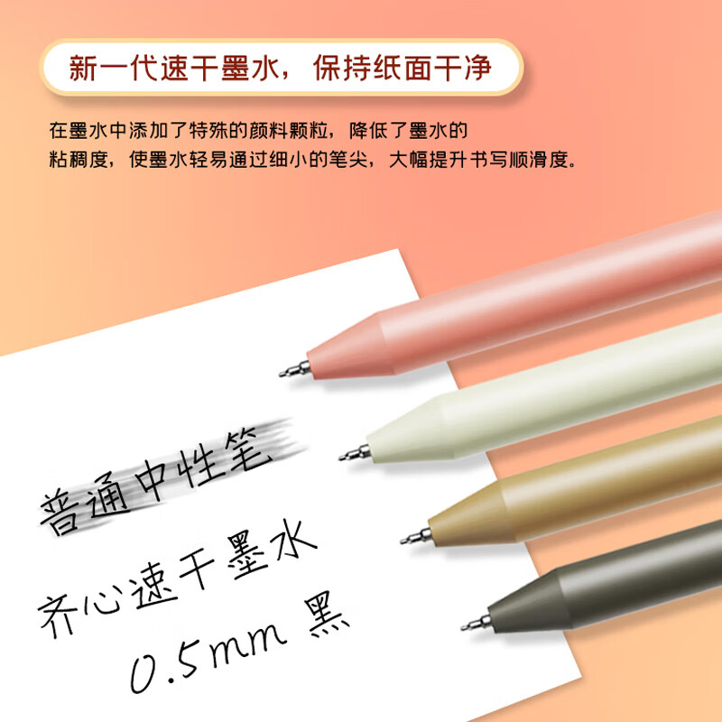 COMIX Quiet Retractable Gel Pen, Brown Barrel, 0.5mm Double Ball ST Tip, Black, 12 Pens/box, CPGP003