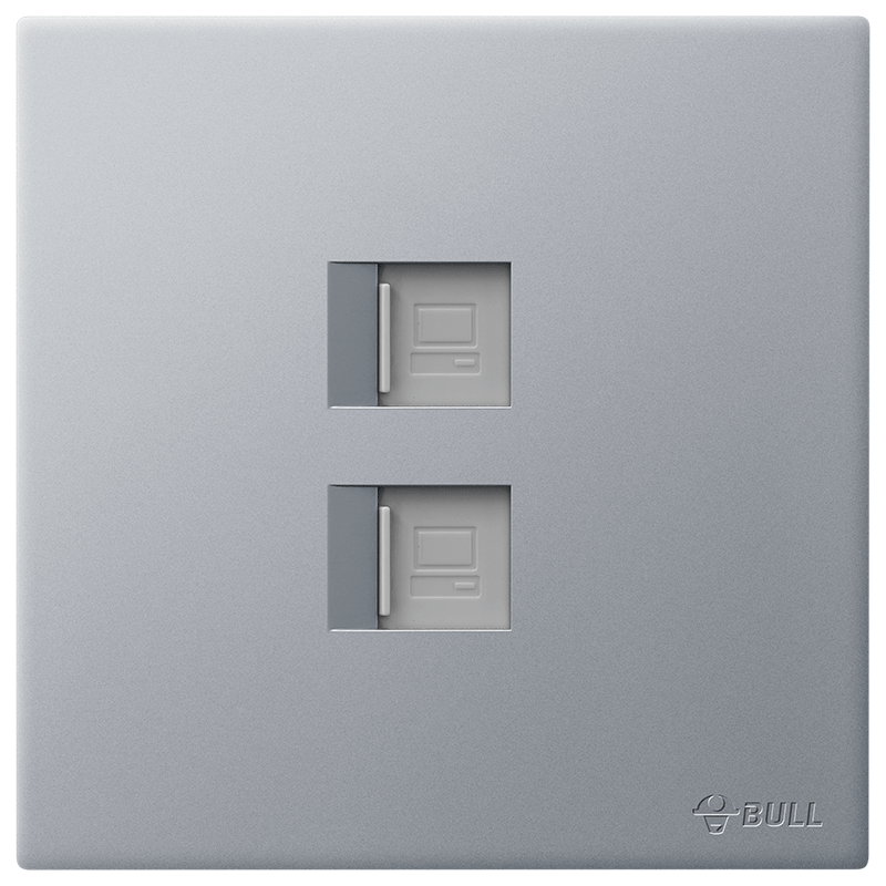 BULL Switch Socket G60 Series 2-Gang Computer Socket Cat6 86-Type Flush Mount Ultra-Thin Panel G60T222 Moon Shadow Gray