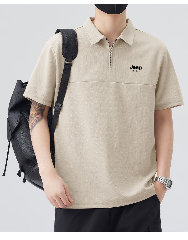 JEEP SPIRIT Men's Sports T-Shirt, Summer Ice-Cool Short-Sleeve POLO Shirt, Loose Casual Quick-Dry Men's Top, White, L 16