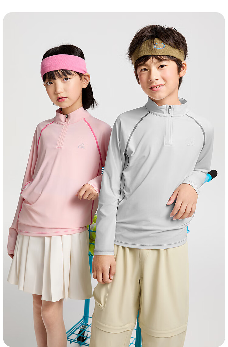 Annil Children's Clothing, Boys And Girls Stand-Collar Long-Sleeve T-Shirt, 2025 Spring New Style, Cherry Blossom Pink, Size 160 8
