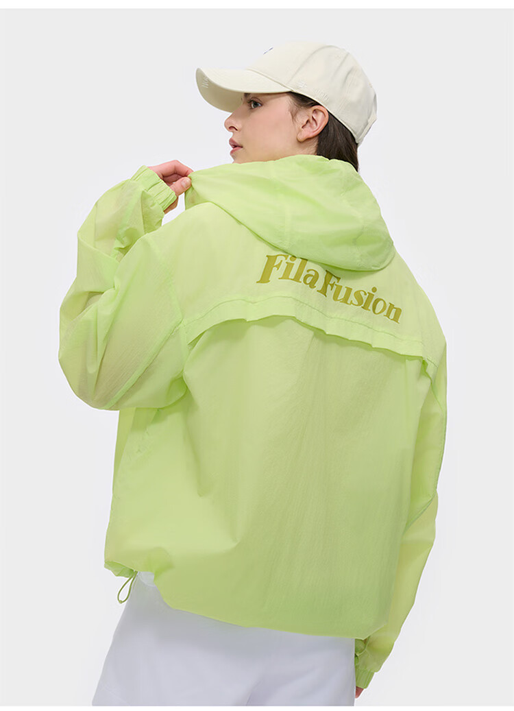 FILAFUSION FILA Trendy Couple's Woven Jacket, Summer Loose Sun Protection Hooded Top 11