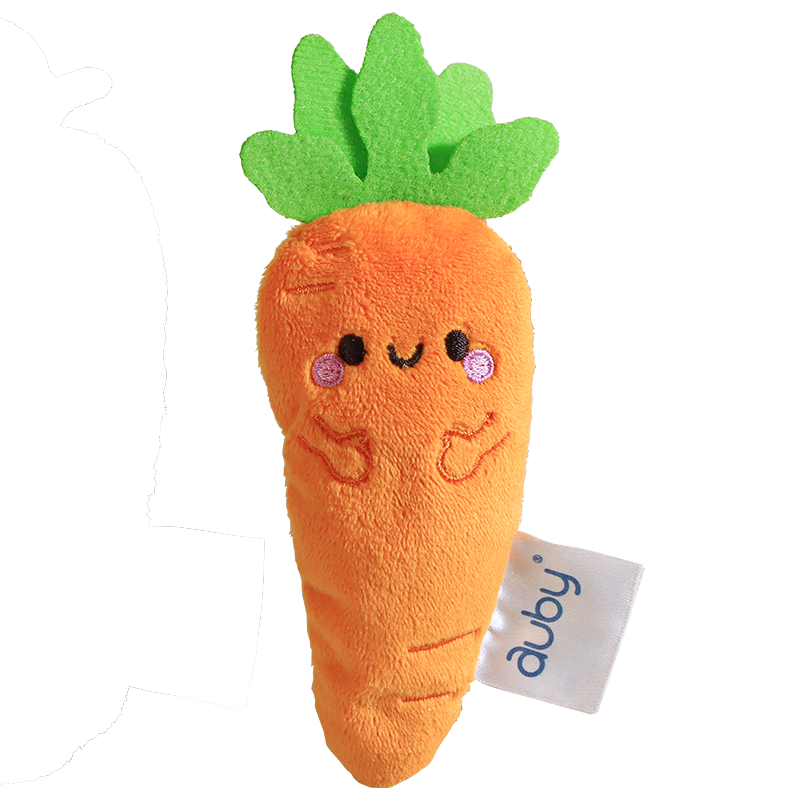 Auby Baby Anti-Startle Hand-Held Ring, Carrot Hand-Grasping Comfort Toy, Sleep Aid, Newborn Gift, Bean Bag Doll