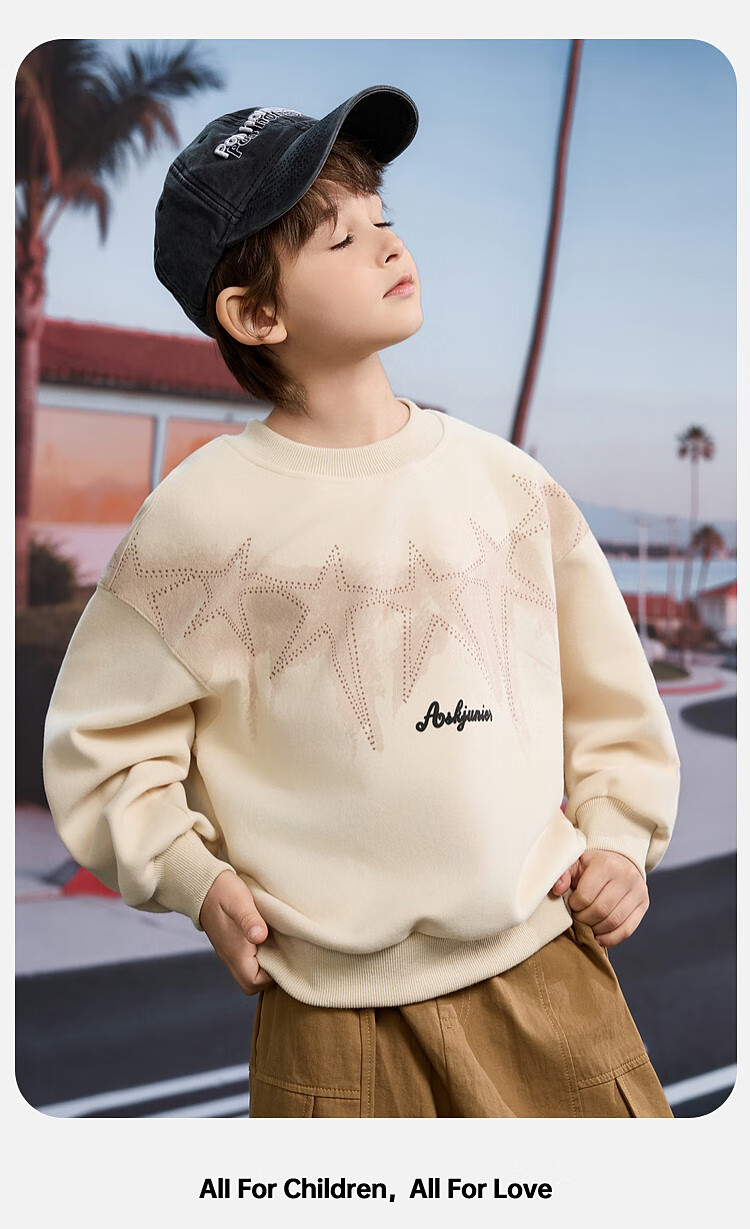 ASK JUNIOR Children's Clothing, Boys' Sweatshirt, Round Neck Long Sleeve, Autumn Pullover, Casual Versatile Top, Green, Size 170 8