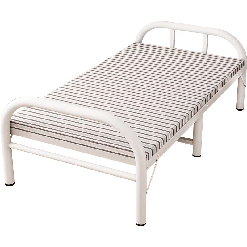 L&S Folding Bed, Single Bed for Home Use, Nap Bed, Camp Bed, No Installation Required, Hard Board Bed, Accompanying Care Bed, BGC868 White, 120cm