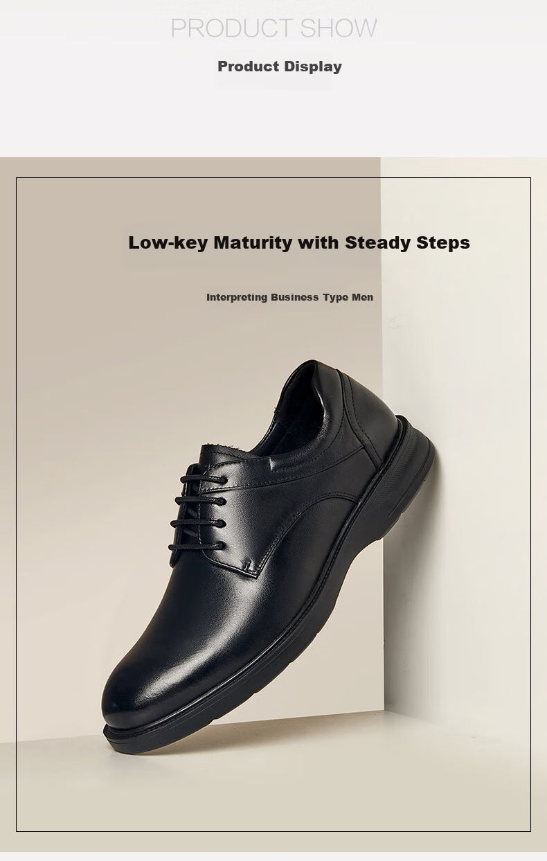 Kangnai Casual Leather Shoes, Autumn New Style Men's Work Business Derby Shoes, Soft Cowhide Comfortable Leather Shoes, Black, Size 38 8