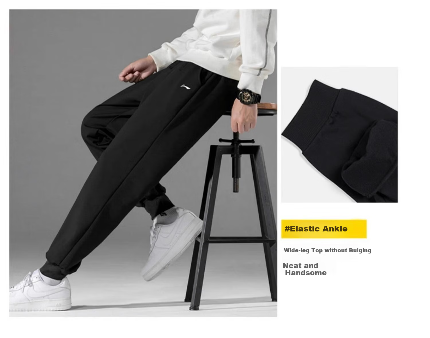 LI-NING Men's Fleece Lined Warm Sports Jogger Pants Winter Fitness Tapered Thick Casual Sweatpants 3