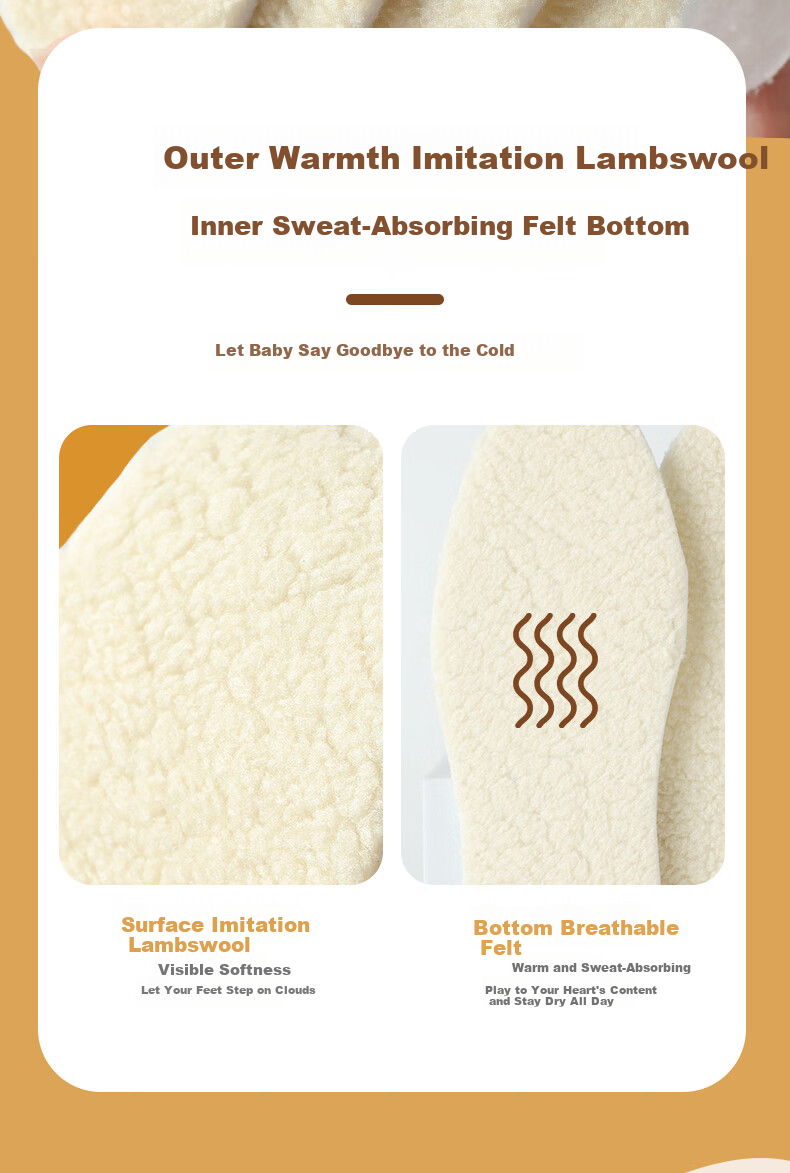 FOOTOPPO Children's Warm Lambswool Insoles, Thickened And Fleece-Lined for Winter, Anti-Cold Plush Wool Shoe Insoles 7