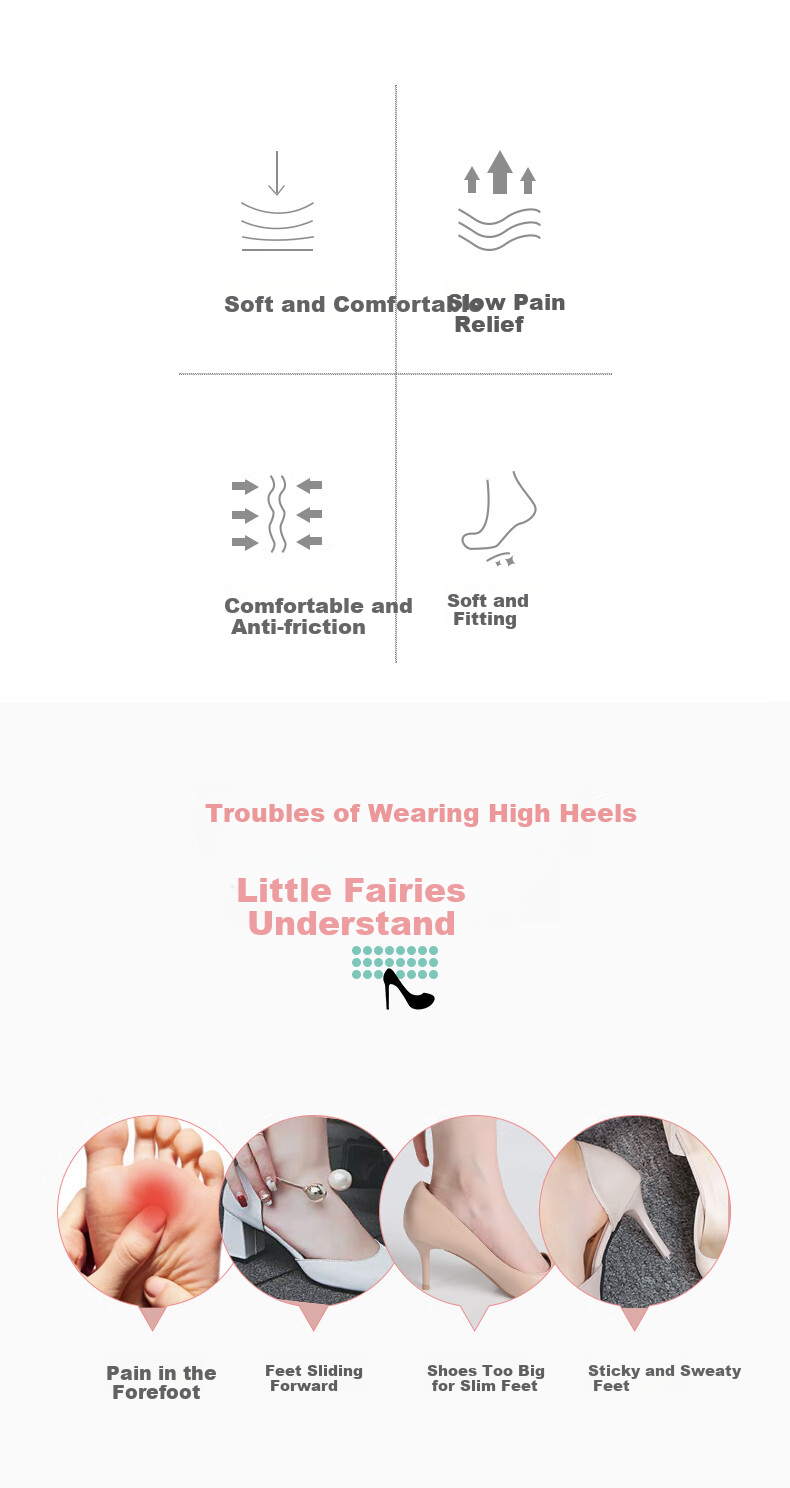 FOOTOPPO High Heels Front Palm Pad, Women's Half Size Insoles, Leather Shoes Half Insoles, Foot Pads, Non-Slip Shoe Soles, Thickened Shoe Inserts, Shoe Enhancers 2