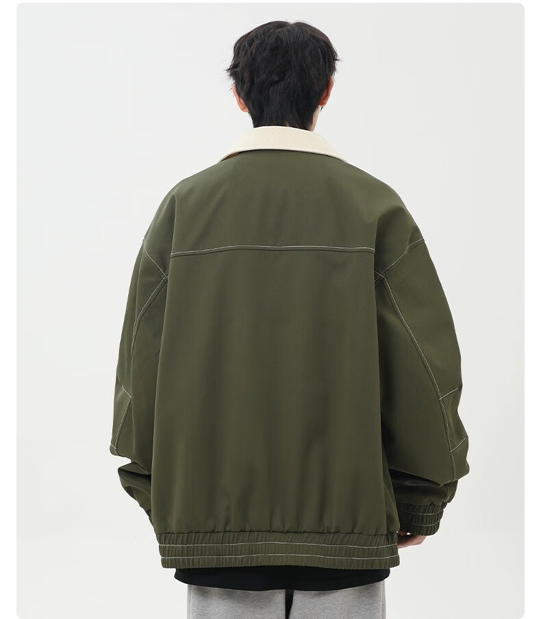 Wassup Sohot Men's Jacket, Spring And Autumn American Workwear Style Coat, Trendy Loose-Fit Lapel Outerwear for Men, Black, Size M 8