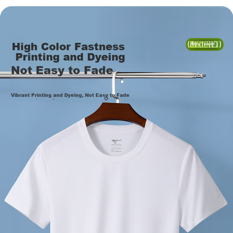 SEPTWOLVES Men's Short Sleeve T-Shirt Comfortable Breathable Versatile Cool Ice Silk Round Neck Base Shirt White L 11