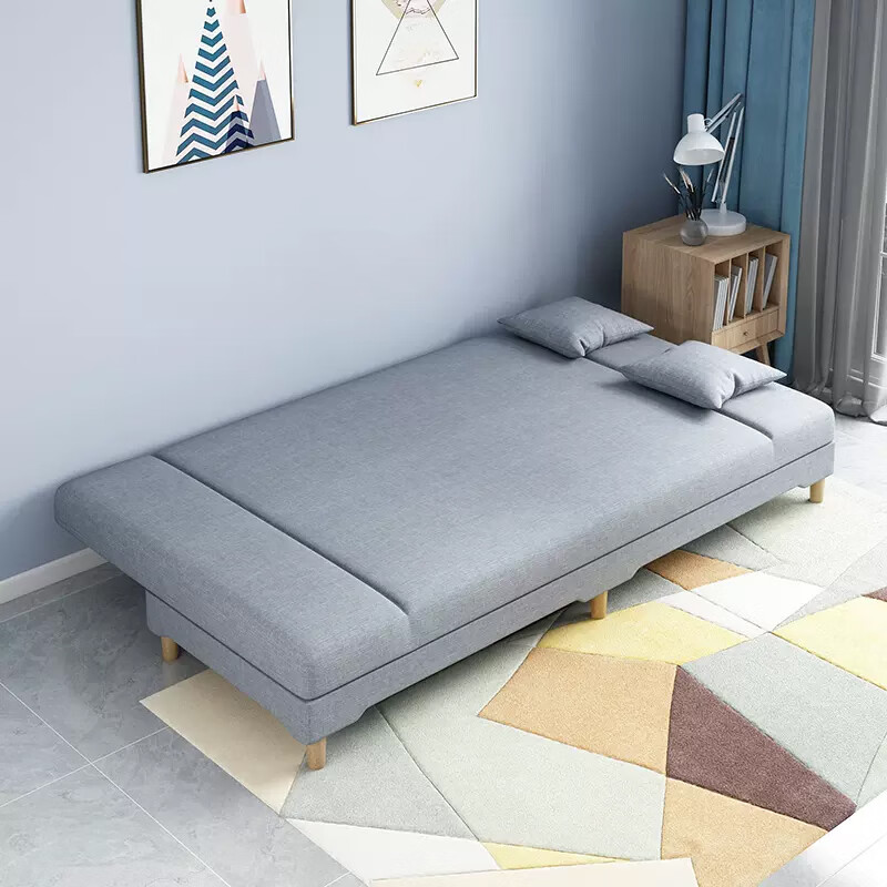 L&S Sofa, Living Room Folding Sofa Bed, Dual-Purpose for Small Apartments, Fabric Sofa, Four-Seater, 66A Light Gray, 1.8 Meters