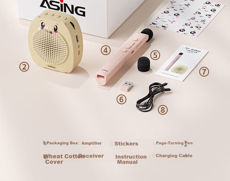 ASiNG T11 Wireless Lavalier Amplifier, Teacher-Specific Handheld Microphone, for Teachers' PPT Presentations, Page-Turning Microphone, High Volume, Anti-Howling Speaker 27