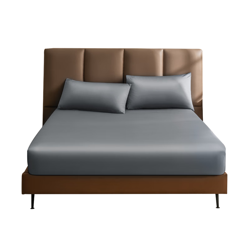 JD Original 60-Count Long-Staple Cotton Sateen Fitted Sheet, Class A Pure Cotton Mattress Protector Cover for 1.5-Meter Bed, Snow Gray