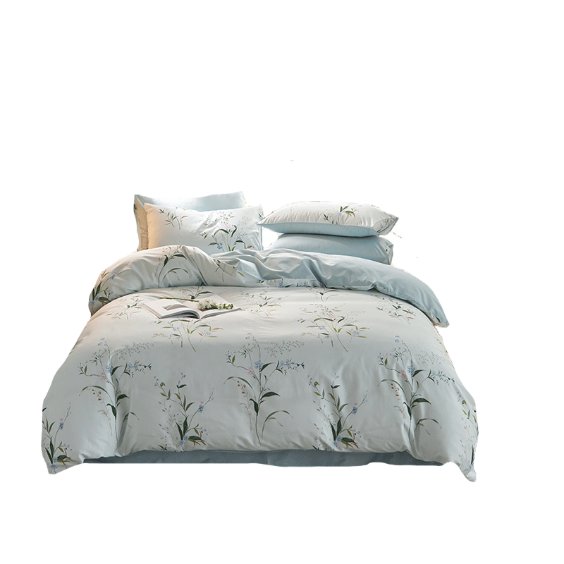 Dohia Home Textile Pure Cotton Bedding Set of Four Pieces, All-Cotton Double Bed Linen Duvet Cover And Bed Sheet Set for 1.5-Meter Bed, 203*229cm