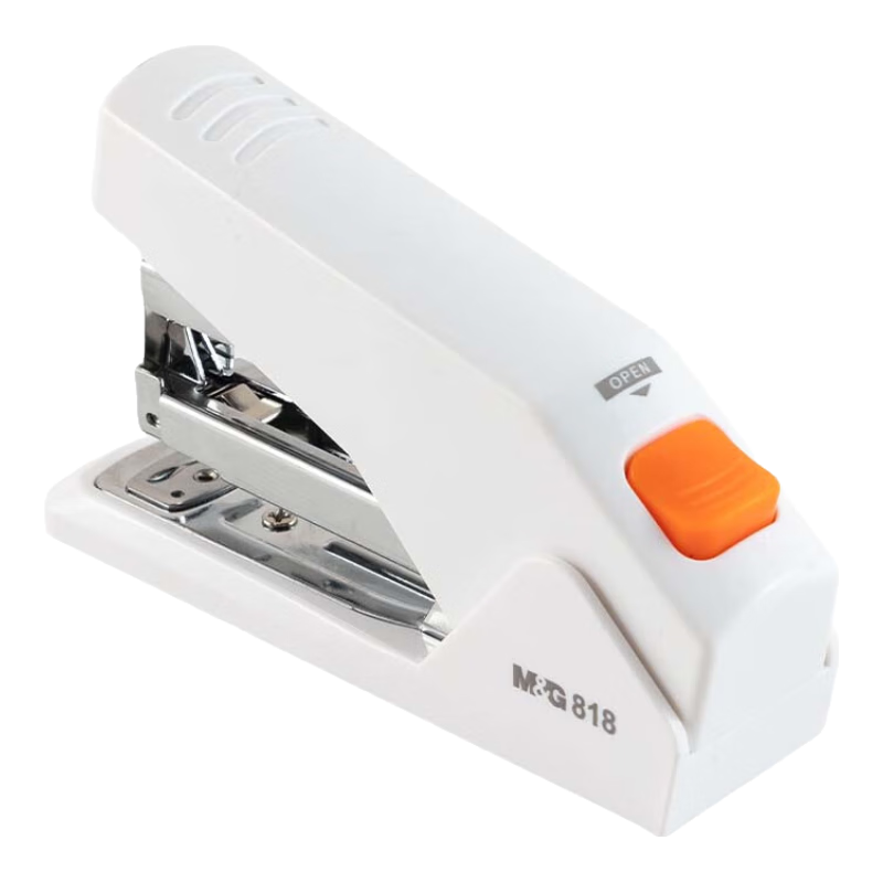 M&G Low-Force Stapler, 25-Sheet Heavy-Duty Stapler, Pop-Up Staple Channel Binder, Single-Finger Press Binding for Students And Office Supplies, White, MG818