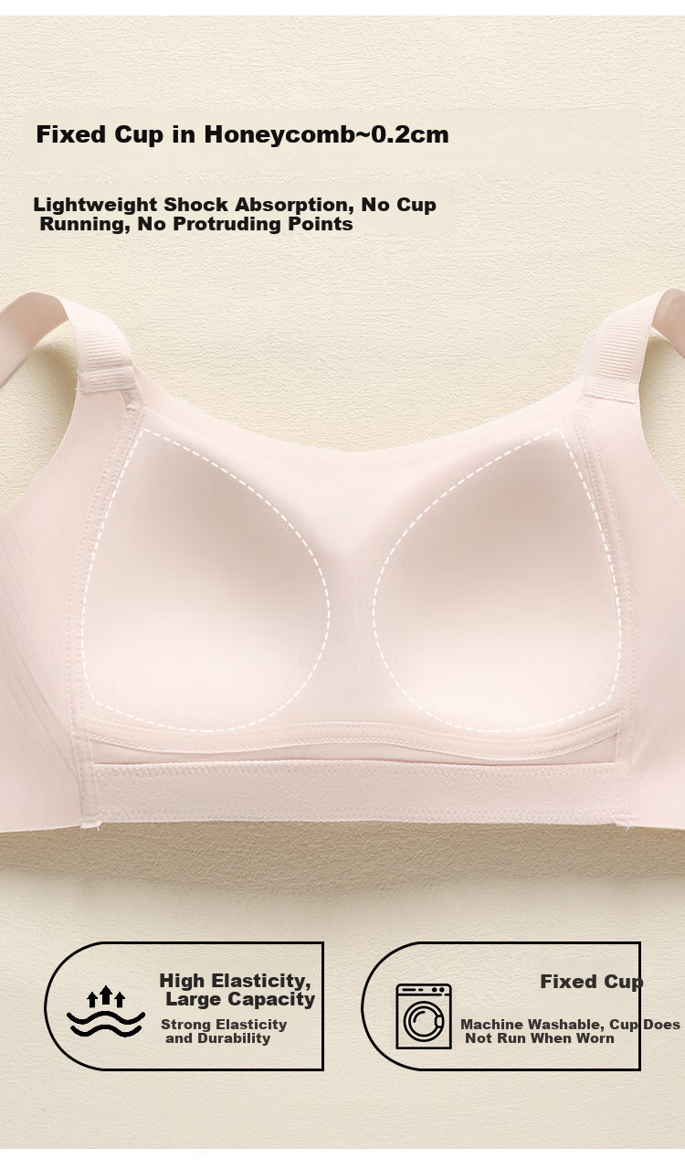 GRACEWELL Seamless Bare-Feel Full Coverage Bra for Large Breasts, Minimizing Effect, Honeycomb Breathable Thin Lift-Up Anti-Sagging Plus Size Brassiere 9