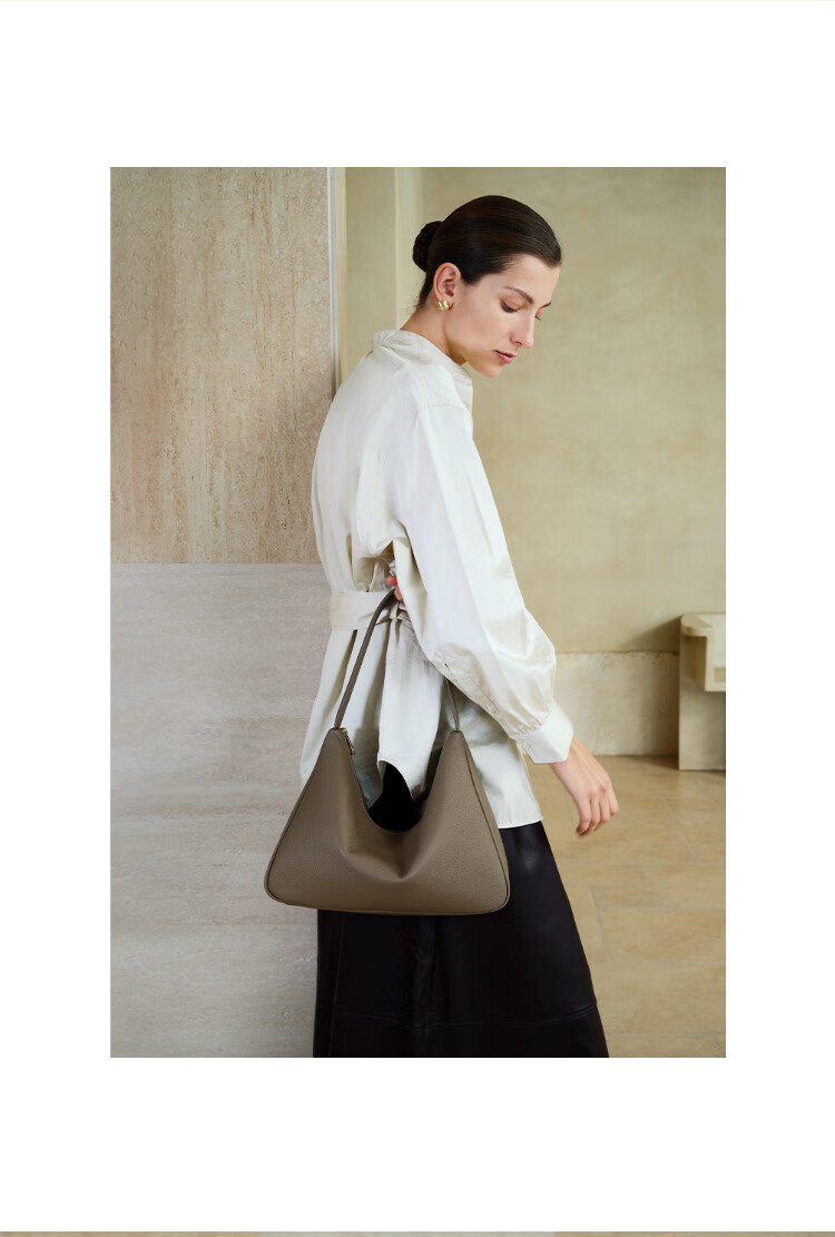 HR Women's Handbag, Top-Grain Leather Underarm Bag, Tote Bag, Large Capacity, Simple Shoulder Bag, Women's Birthday Gift 3