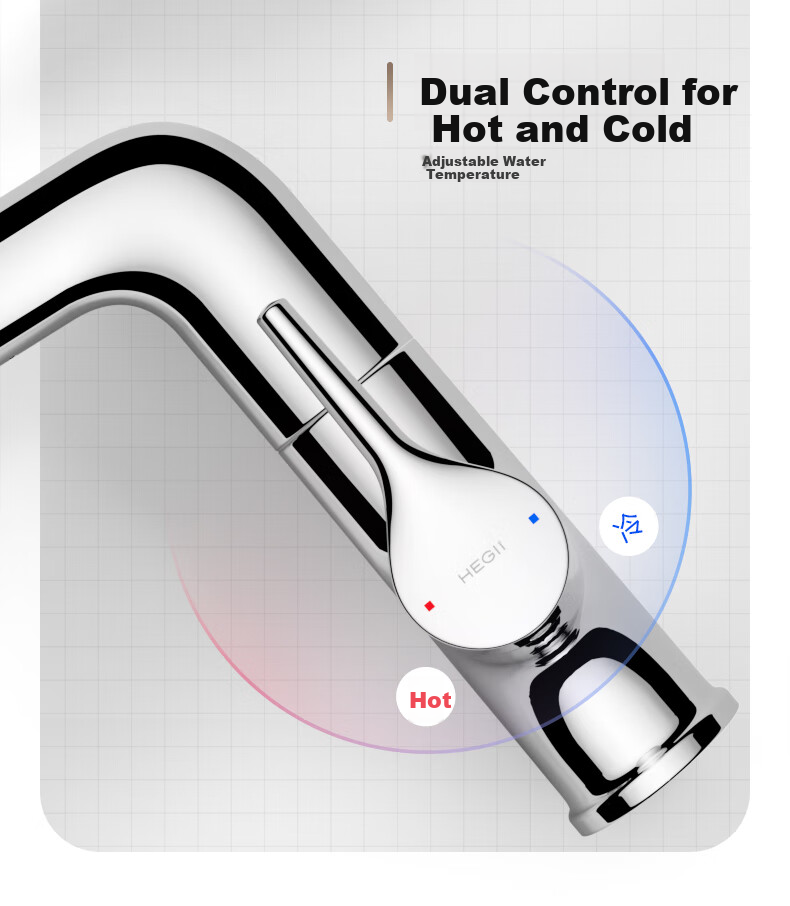 HEGII Pull-Out Basin Faucet, Three-Water Outlet Bathroom Lifting Rotating Hot And Cold Water Faucet HMF927-115 11