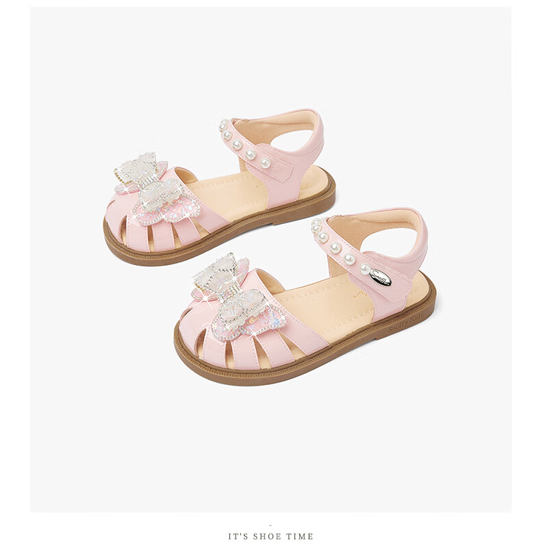 SNAFFY Kids Girls Princess Sandals Summer Fashion Soft Sole Comfortable Crystal Shoes Vanilla White Size 29 17