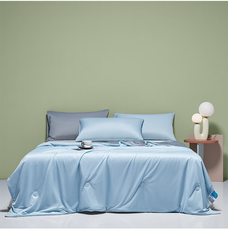 Wuyinliangpin Class A Cooling Ice Silk Summer Quilt, Lightweight Summer Blanket, Machine Washable, Double Bed Bedroom Air Conditioning Quilt, 200x230cm 10