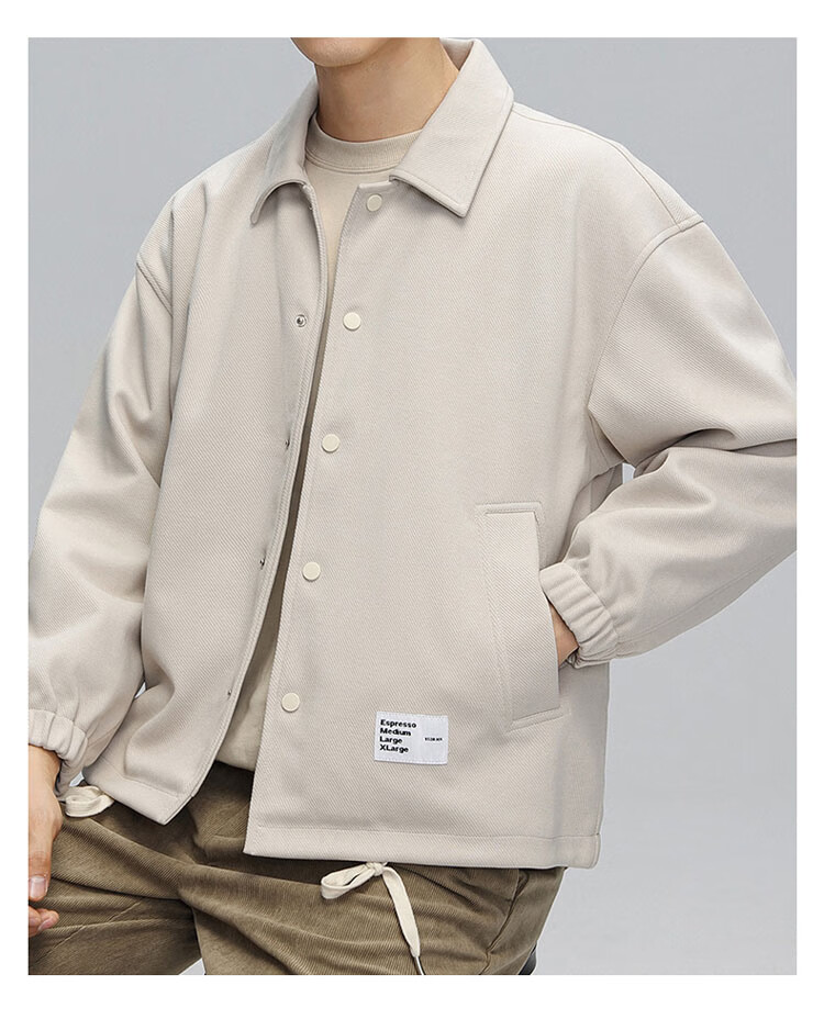ROMON Men's Jacket, Spring And Autumn Casual Business Style, Youth Tobacco Jacket, Workwear Outerwear, Beige Color, Size 4XL 30