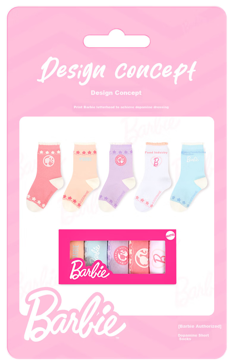 Barbie Girls' Socks, Children's Mid-Calf Versatile Cotton Socks, Spring And Autumn Cute Short Socks, Schoolgirl Mid-Calf Socks for Girls 1